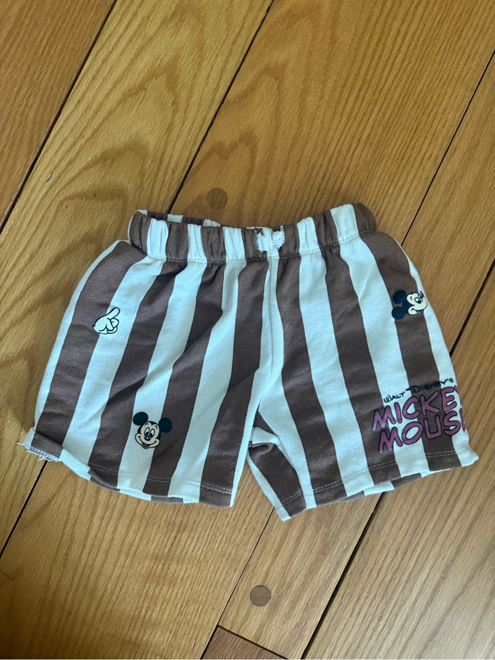 Zara Brown & White Striped Mickey Mouse Shorts
